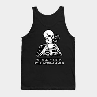 Funny Skeleton Lazy Costume Goth Men Women Funny Halloween Tank Top